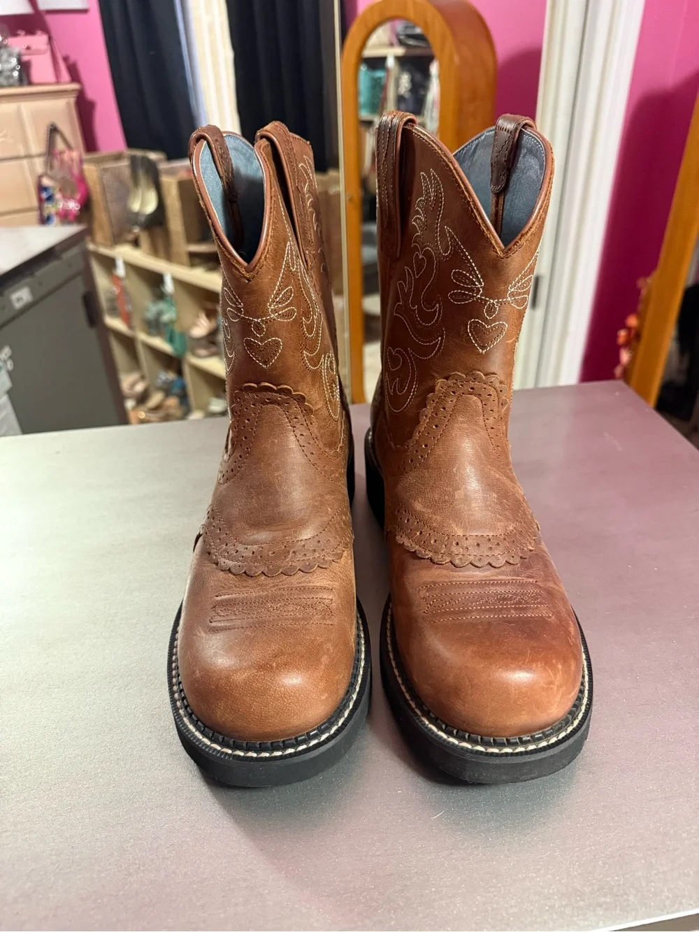 Ariat Brown women Western Stitch-Accent Boots